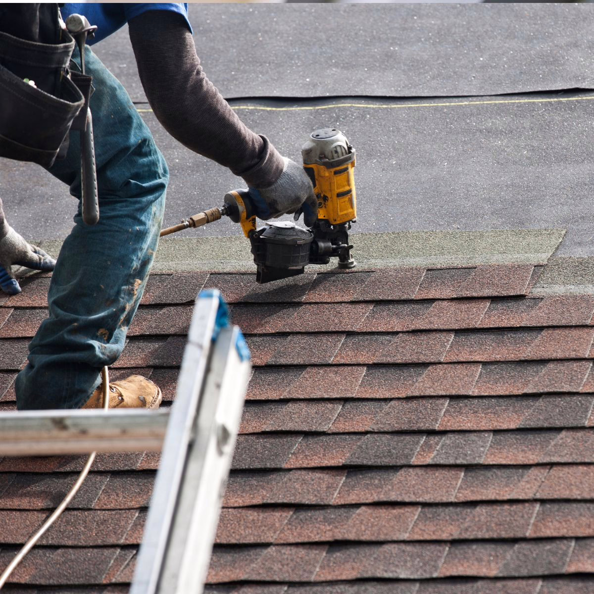A shingle roof is being installed by a professional roofing contractor. 